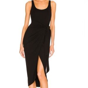 LBLC The Label XS Black Sleeveless Eva Dress Leg Slit Soft Casual Classic Summer